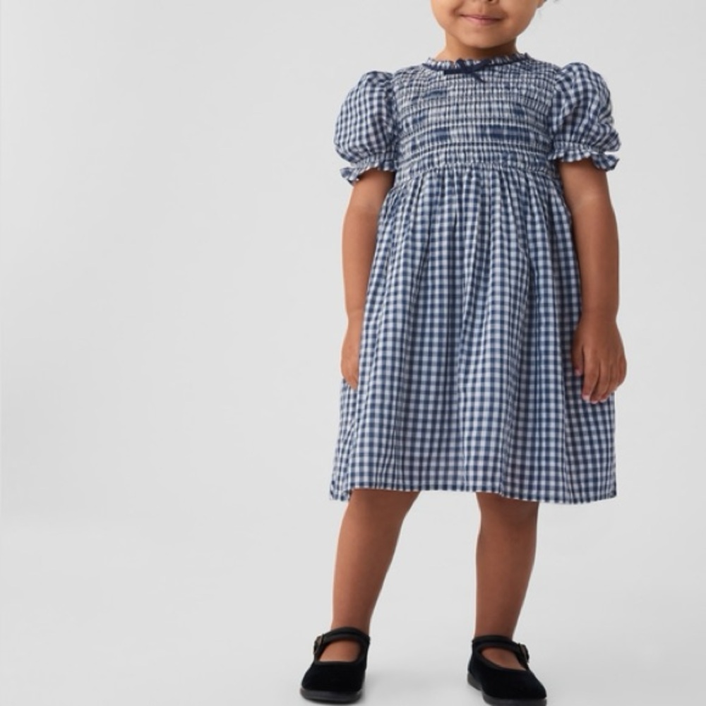 GAP x DOEN Navy Checkered gingham blue Kids Dress 2T